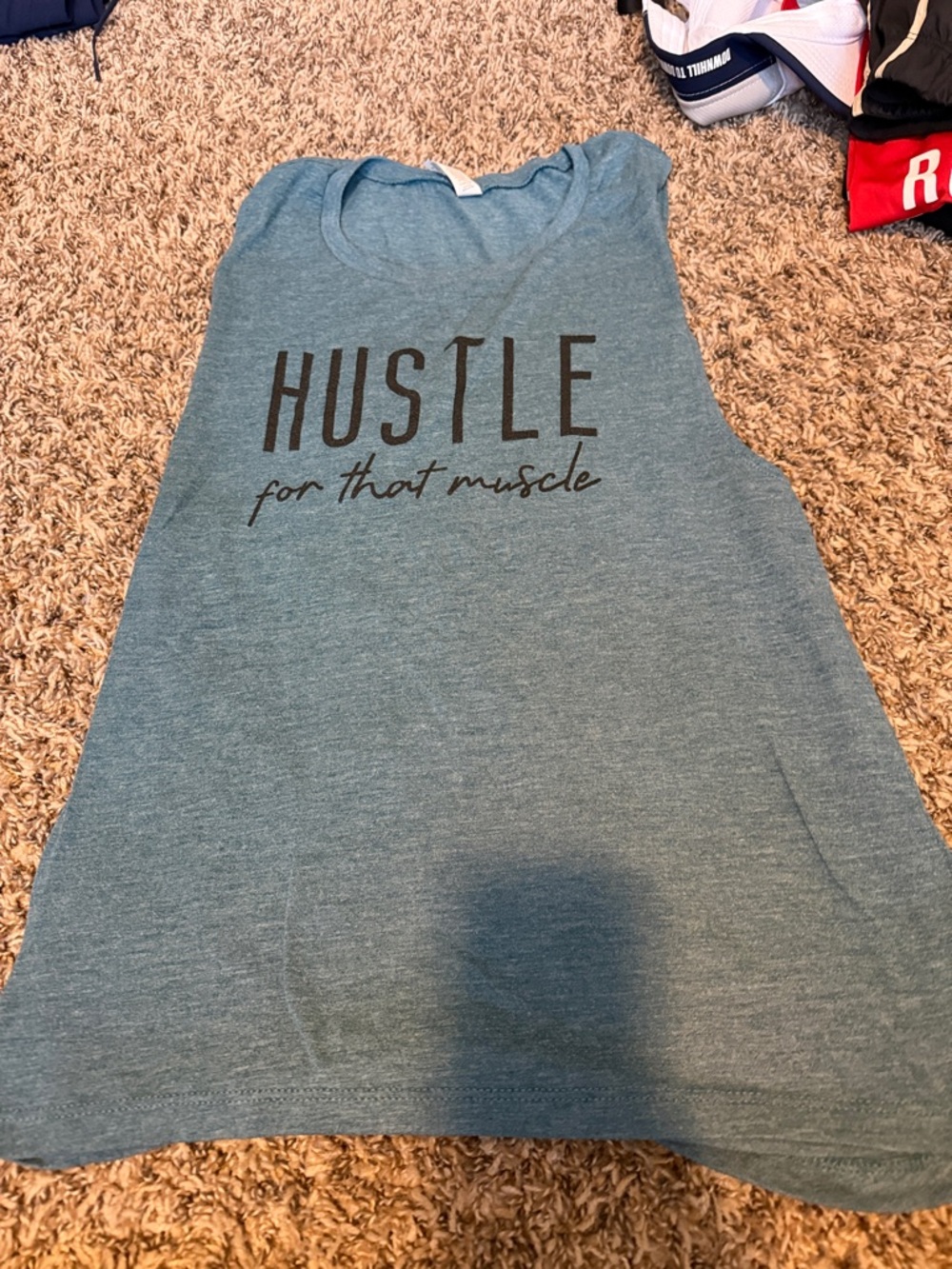 Hustle Muscle Graphic Tank - Teal